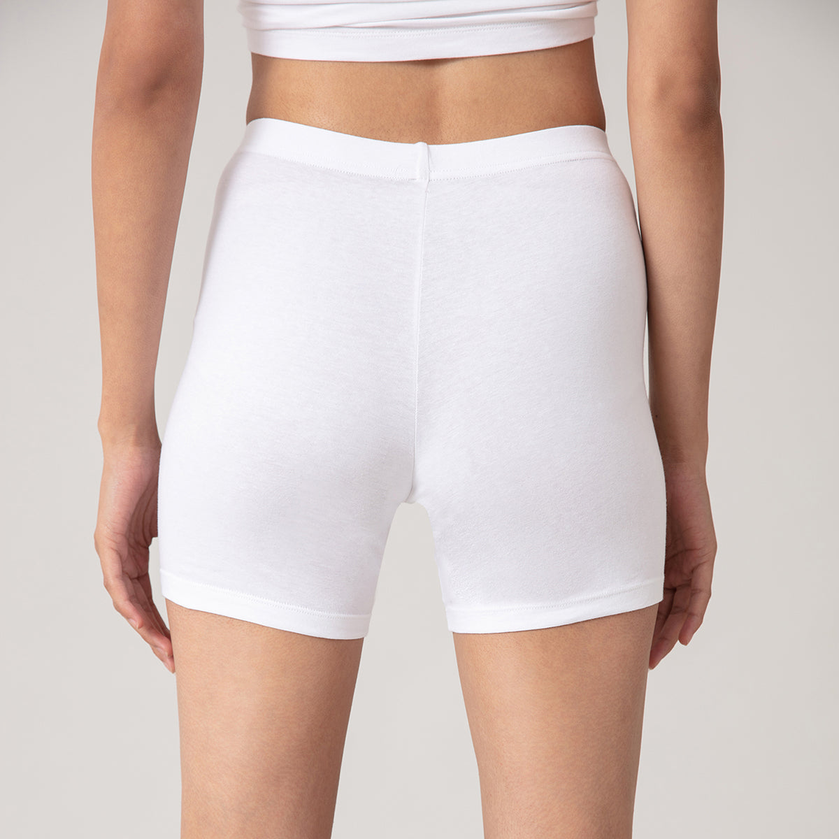 Nykd by Nykaa Stretch cotton cycling shorts-White-NYP083