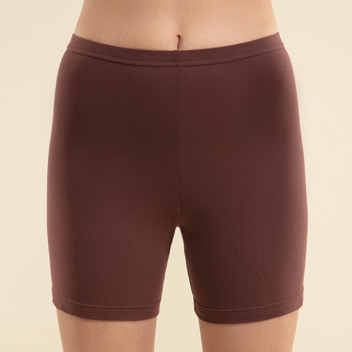 Nykd by Nykaa Stretch cotton cycling shorts - Chocolate Brown NYP083