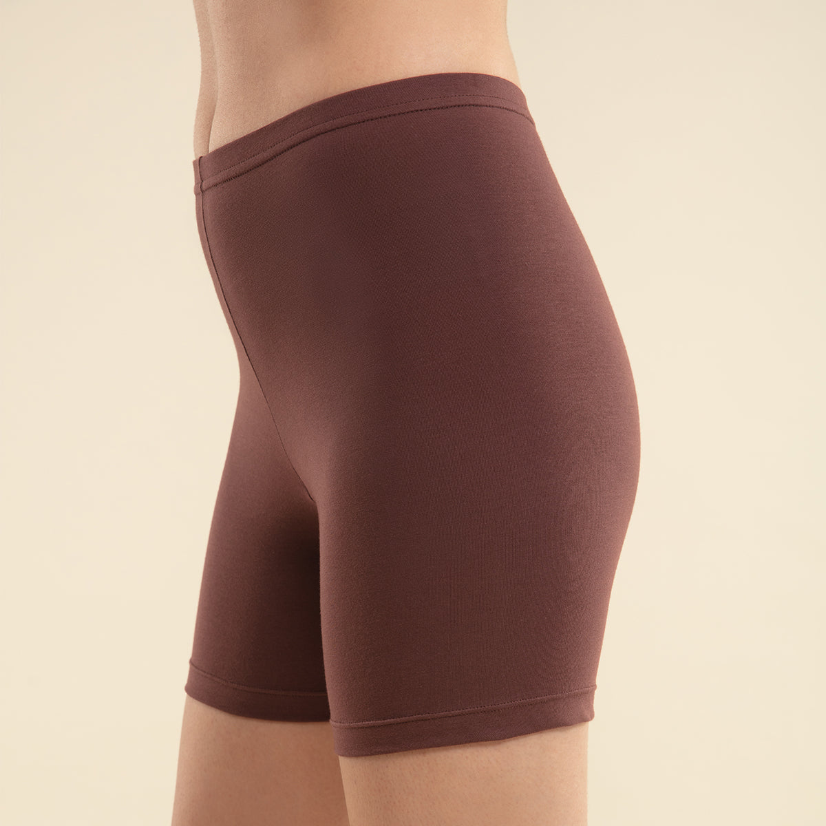 Nykd by Nykaa Stretch cotton cycling shorts - Chocolate Brown NYP083