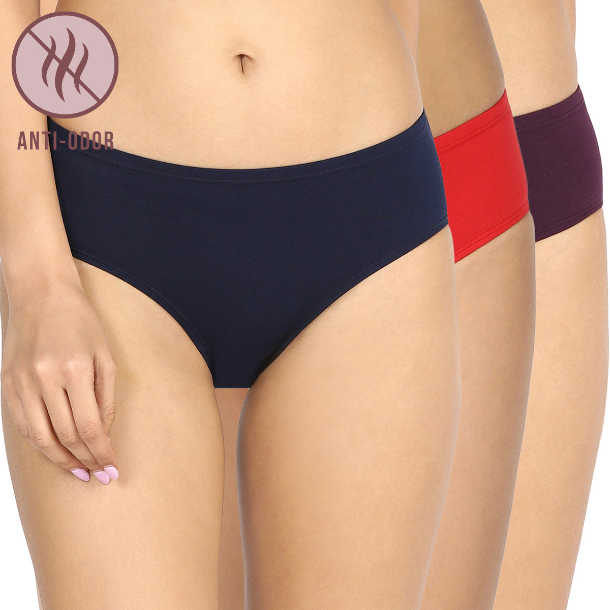 Pack Of 3 Mid rise Hipster Cotton Stretch Medium Rear Coverage Panty MultiColor- NYP117-Multi colour