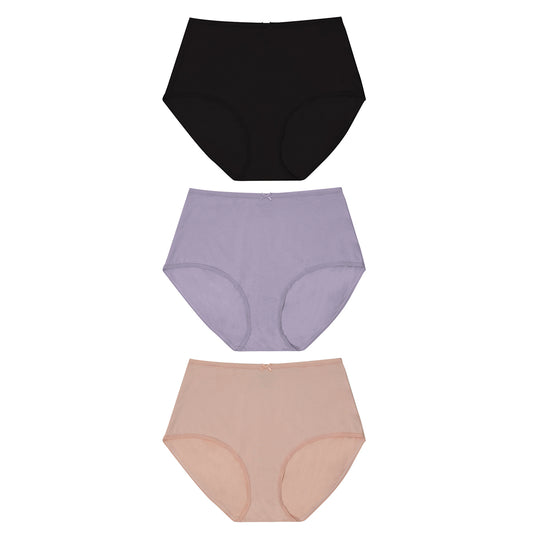 Pack of 3 Soft stretch cotton High rise Full brief with Full rear coverage-NYP176