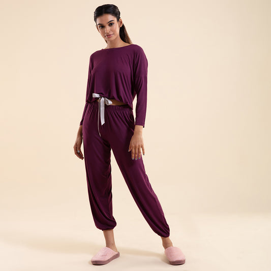 Sumptuously Soft Modal Lounge Pajama Set of 2- Potent Purple NYS016