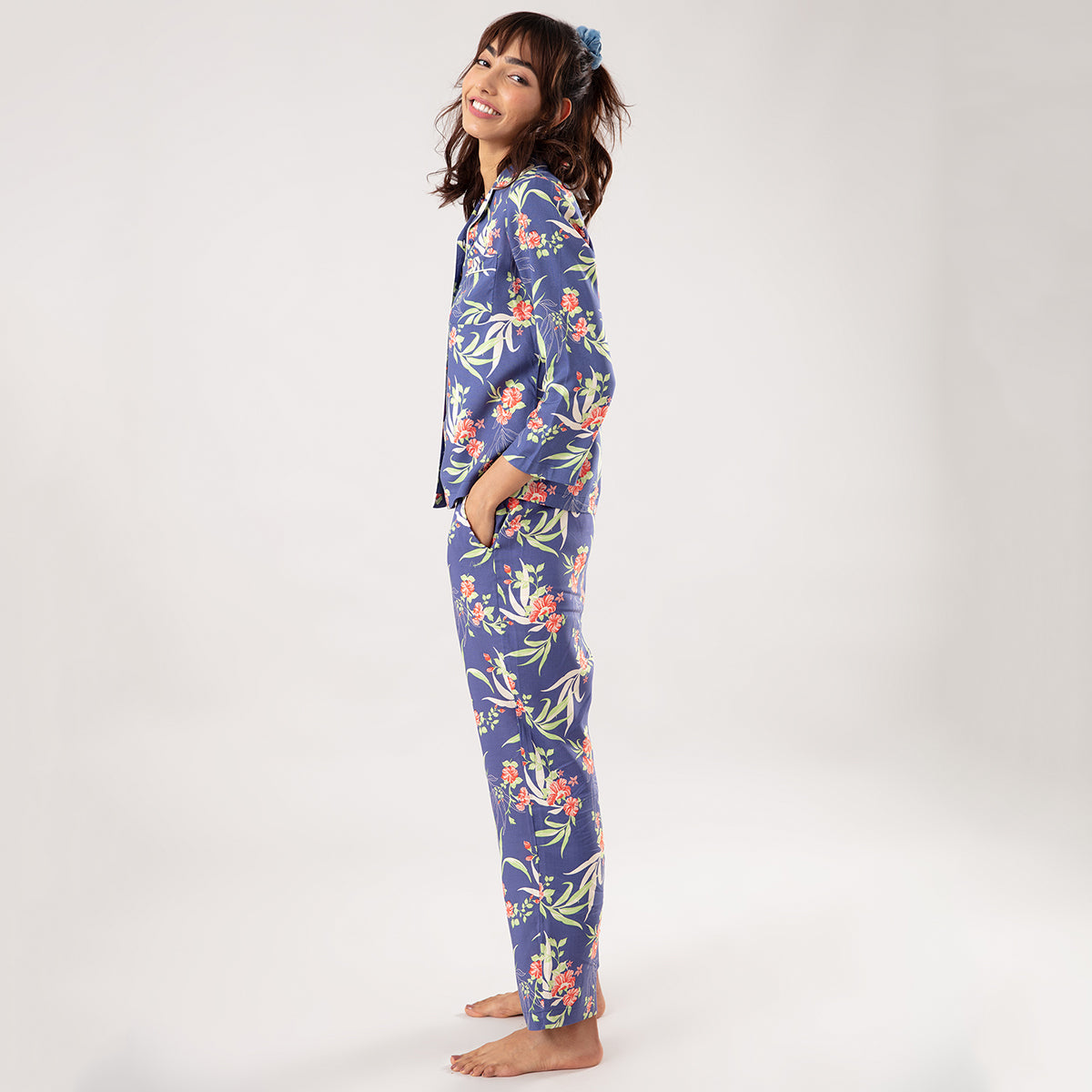 Rayon Pajama Printed paradise ultra-smooth pyjama set - NYS028 Blue print