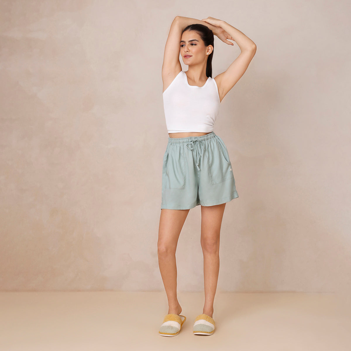 Comfy Vibes All Day Shorts-Mint NYS035