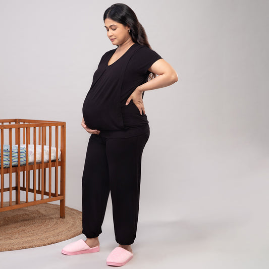 Comfy Maternity Pajama - Black NYS042