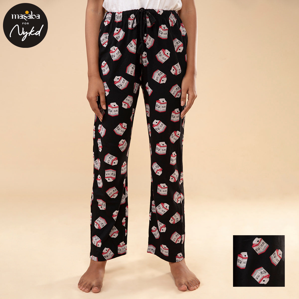 Masaba For Nykd Cotton Pajama - Milky Way Black NYS080