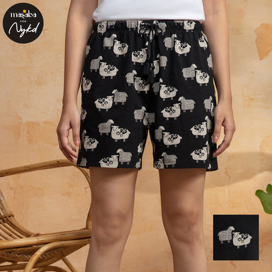 Masaba For Nykd Cotton Shorts - Sheep Black NYS082