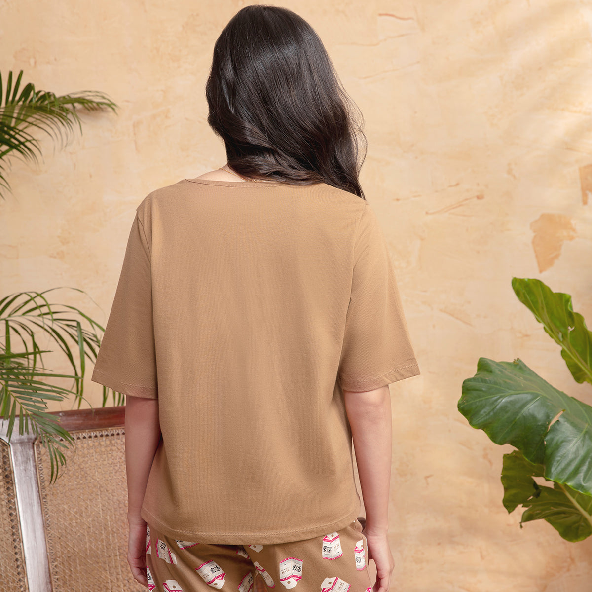 Masaba For Nykd Cotton Half sleeve Teeshirt - Brown NYS089