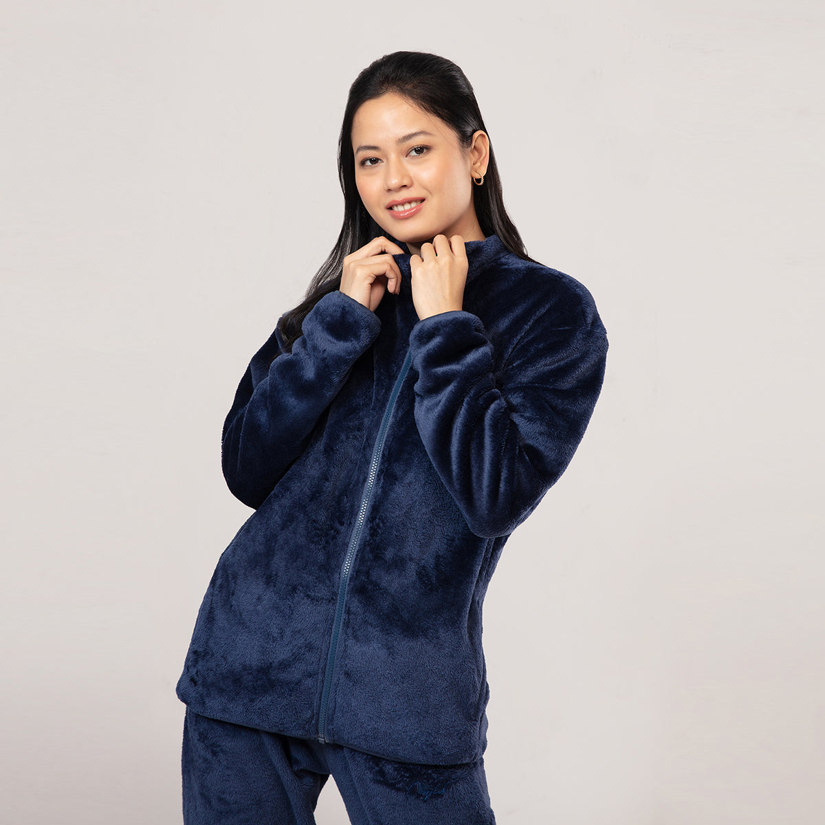 Luxe Fur Zipper Jacket - Pageant Blue NYS120