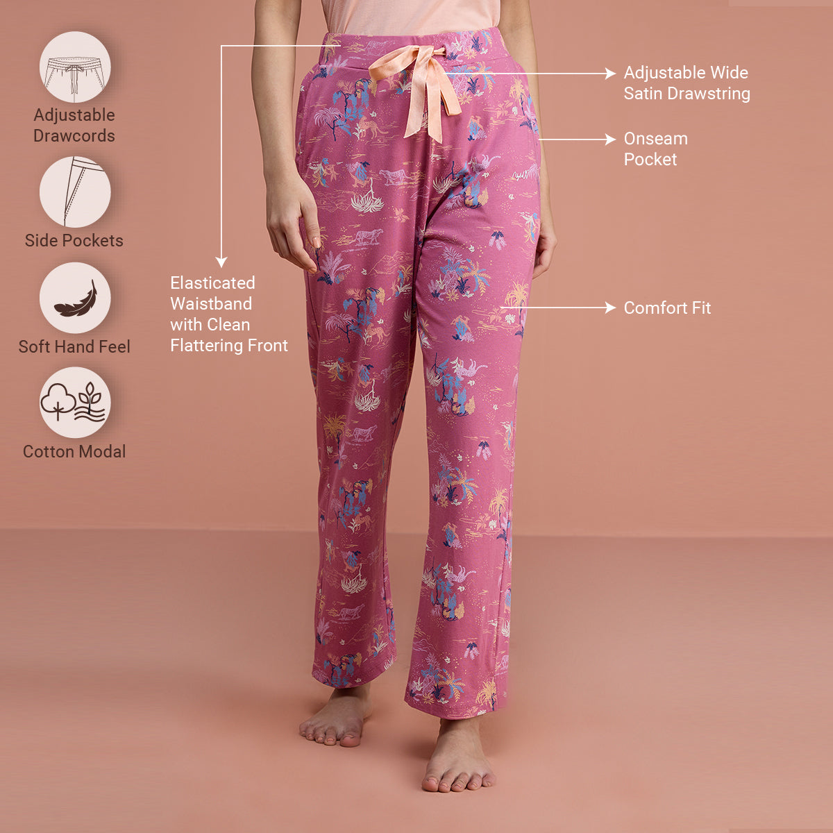 Cotton Modal Pajama-NYS126-Jungle Mauve