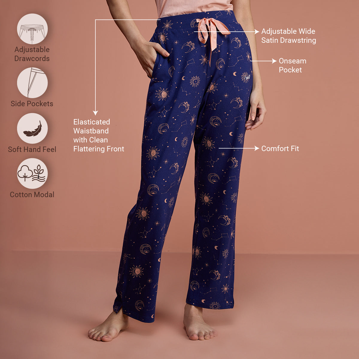 Cotton Modal Pajama-NYS126-Sun & Moon Blue