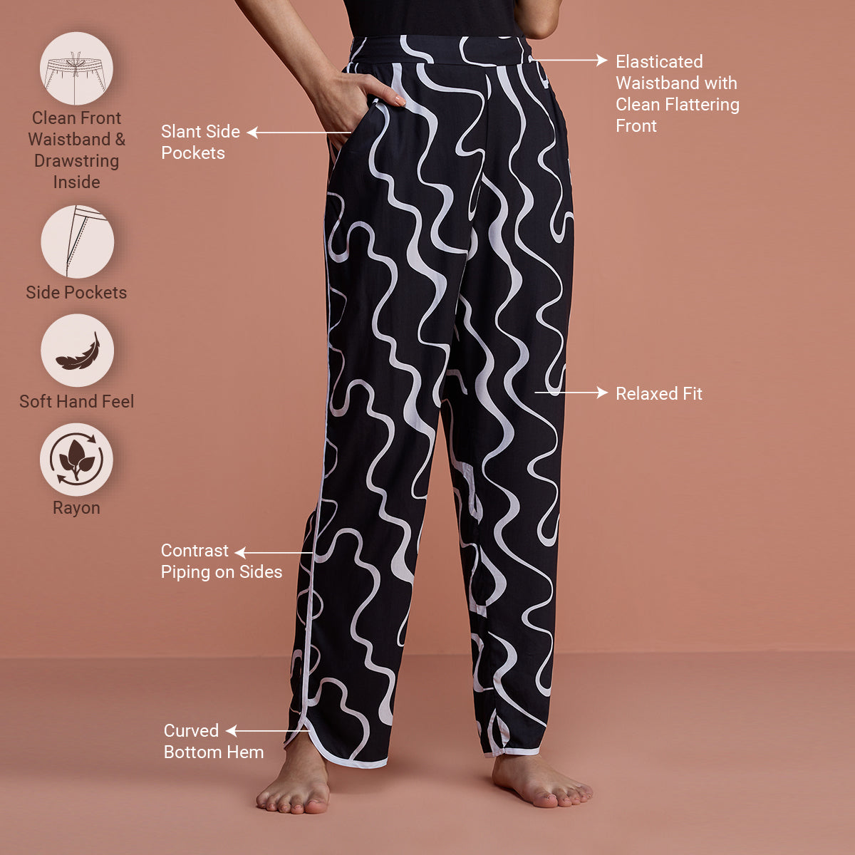 Sleep In Step Out Pajama  - NYS130 - Swiggly Black