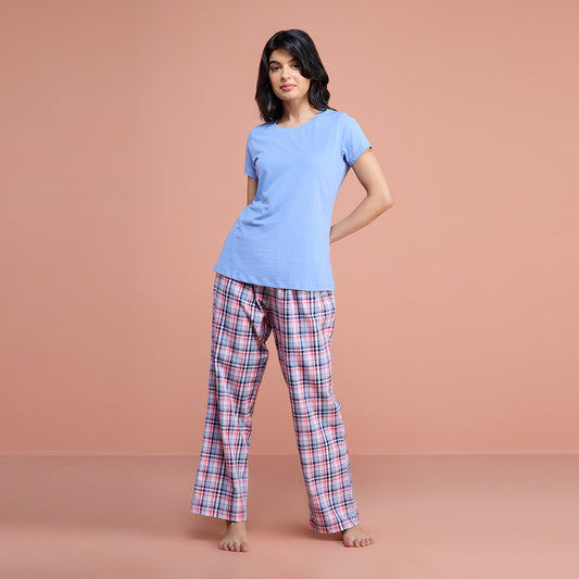 Cotton Lounge Pajama in Super Comfy Relax Fit - NYS141-Lavender Plaid