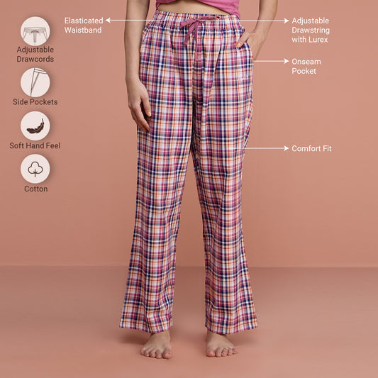 Cotton Plaid Pajama - NYS141 - Red Violet Plaid