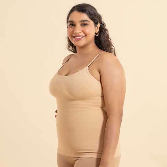Nykd by Nykaa Cotton Camisole slip with in-built Bra - NYC003 Sand