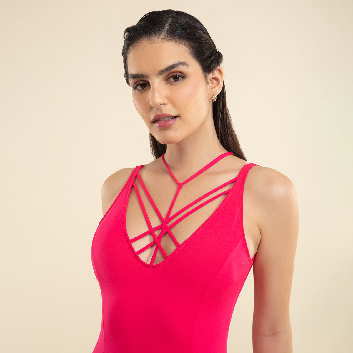 Trendy Interlaced Swimsuit-NYSW02-Pink