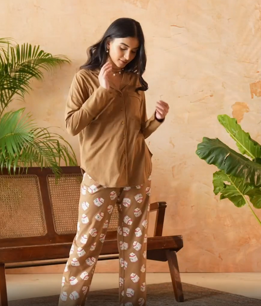 Masaba For Nykd Cotton Pajama - Milky Way Brown NYS080