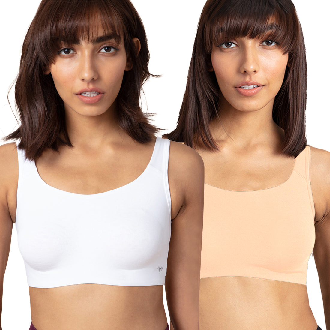 Pack of 2 Soft cup easy-peasy slip-on bra with Full coverage - NYB113 White & Skin
